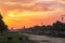 Sunset over Rajpath boulevard in New Delhi