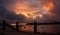 Sunset over Red Island and Arafura Sea Seisia beach Cape York Australia