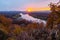 Sunset over the river Ussuri. Primorsky Krai