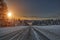 Sunset over road, Lapland Finland