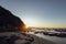 Sunset over rocky shelf at Norah Head, New South Wales Australia