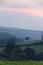 Sunset over rolling hillside of Dulverton, England