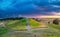 Sunset over Royal Mounds in Uppsala, Sweden