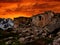 Sunset over ruins of the military fortress