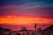 A Sunset over a Saguaro Cactus