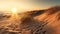 Sunset over the sand dunes on the Baltic Sea coast in Poland