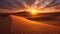 Sunset over the Sand Dunes in the Desert