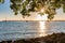 Sunset Over the Sarasota Bay as seen from the Bayfront Park in Sarasota, Florida