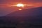 Sunset over the savanna in Masai Mara. Kenya