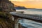 Sunset over the Sea cliff bridge along Australian Pacific ocean