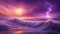 sunset over the sea A wavy background in shades of purple, creating a sense of mystery and magic. The waves are sharp