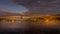 Sunset over the Second Narrows Bridge Ironworkers Bridge of the Trans Canada Highway and a Railway Bridge, Vancouver, Canada