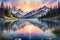 Sunset Over a Serene Mountain Landscape - Alpenglow on the Peaks, Gentle Ripples on a Crystal Clear Alpine Lake