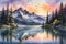 Sunset Over a Serene Mountain Landscape - Alpenglow on the Peaks, Gentle Ripples on a Crystal Clear Alpine Lake