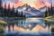 Sunset Over a Serene Mountain Landscape - Alpenglow on the Peaks, Gentle Ripples on a Crystal Clear Alpine Lake