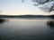 Sunset over the shore of a frozen lake near Sternberg