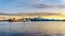 Sunset over the Skyline with High Rise Buildings and the Canada Place Cruise Terminal in Downtown Vancouver