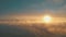 Sunset over surface fog. Antarctica drone flight.