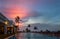 Sunset over a swimming pool, Mount Lavinia, Sri Lanka