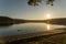 Sunset over Swinsty Reservoir near Harrogate in North Yorkshire