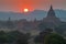 Sunset over temples of Bagan