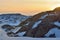 Sunset over town in Greenland