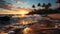 Sunset over the tranquil coastline, nature beauty in Maui generated by AI