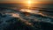 Sunset over the tranquil seascape, nature beauty generated by AI