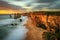 Sunset over The Twelve Apostles in Victoria, Australia, near Po