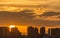 Sunset over urban Honolulu skyline