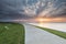 Sunset over Wadden sea coast in summer