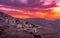 Sunset over Wadi Musa, city of Petra in Jordan