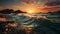 Sunset over water, nature beauty in tranquil seascape generated by AI