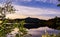 Sunset over the Winnipesaukee lake. Summer landscape in New Hampshire, USA