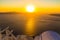 Sunset overlooking caldera, Imerovigli, Santorini island, Greece