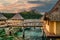 Sunset - Overwater hotel rooms at Bora Bora Tahiti