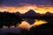 Sunset at Oxbow Bend in Grand Teton National Park