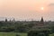 Sunset pagodas stupas and temples of Bagan in Myanmar, Burma