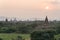 Sunset pagodas stupas and temples of Bagan in Myanmar, Burma