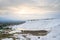 Sunset at Pamukkale cotton castle in Denizli, Turkey