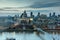 Sunset panorama of city of London, Thames river and St. Paul\'s Cathedral, England