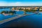 Sunset panorama view of Finnish town Vaasa