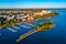 Sunset panorama view of Finnish town Vaasa