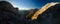 Sunset panorama view to Triglav peak in Slovenia