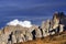 Sunset panoramic view of Cima Ambrizzola - Croda da Lago - in autumn.