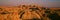 Sunset panoramic view of mountains in Badlands National Park in South Dakota