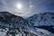 Sunset with parhelium effect from Ostrva peak in High Tatras during winter