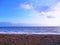 Sunset pastel landscape of the English Channel sea in Sussex.