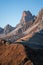 Sunset photo of mountain Nuvolau Averau, Passo Giau in Dolomites, Italy