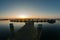 Sunset with pier near the River Rotte, Holland